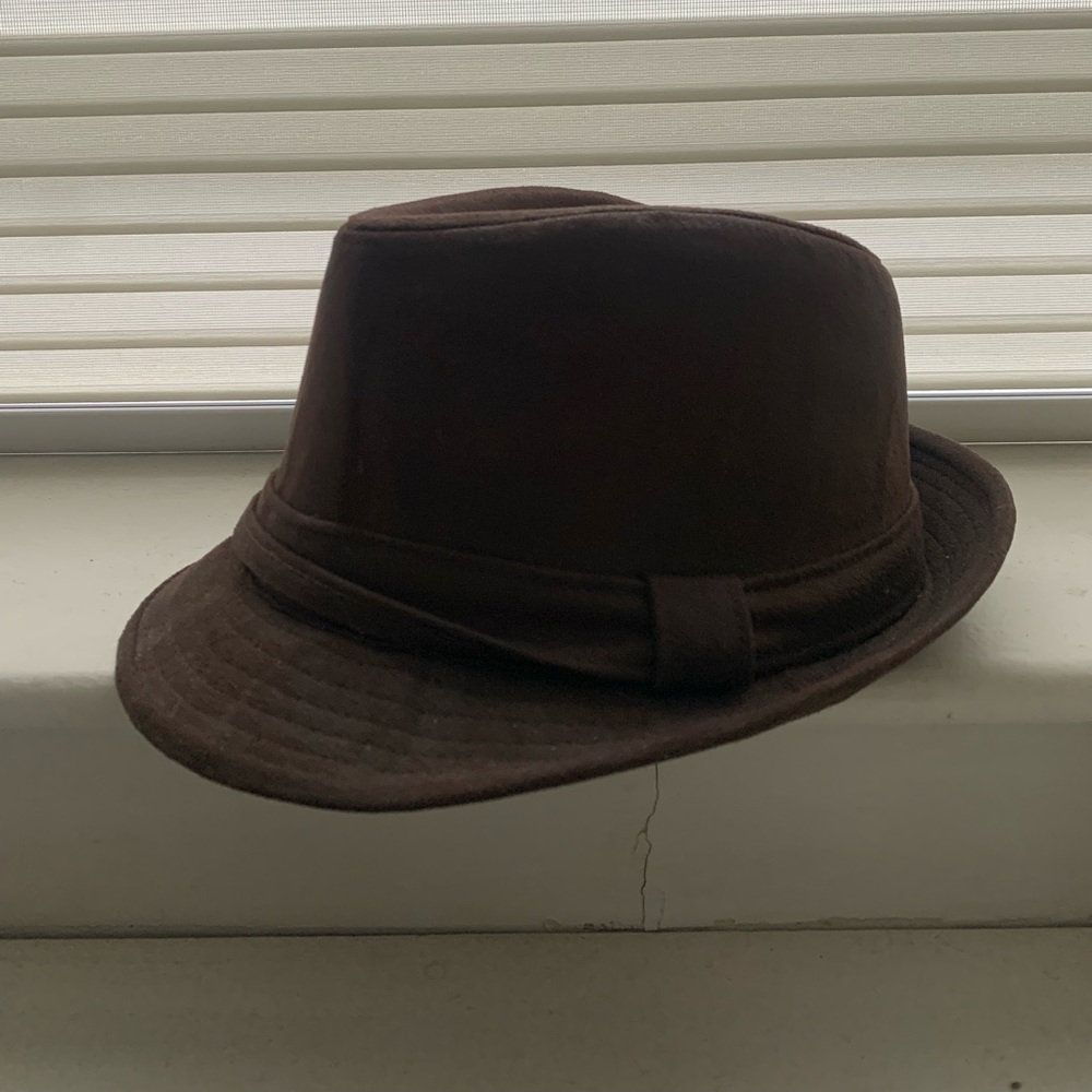 Brown Indiana Jones faux suede feora
